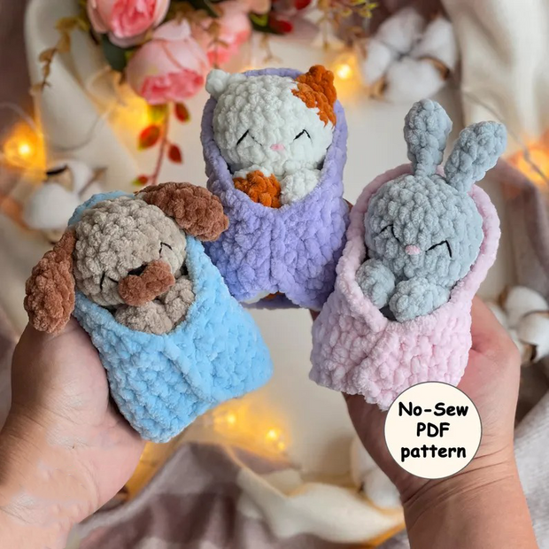 Cat, Bunny, Dog Amigurumi CROCHET PATTERN Set