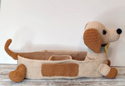 Doxie Organizer dachshund dog basket crochet pattern