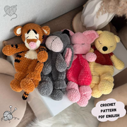 4 in 1 Winnie the Pooh Crochet Pattern: Piglet, Donkey, Tiger Amigurumi Comforter