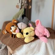 4 in 1 Winnie the Pooh Crochet Pattern: Piglet, Donkey, Tiger Amigurumi Comforter