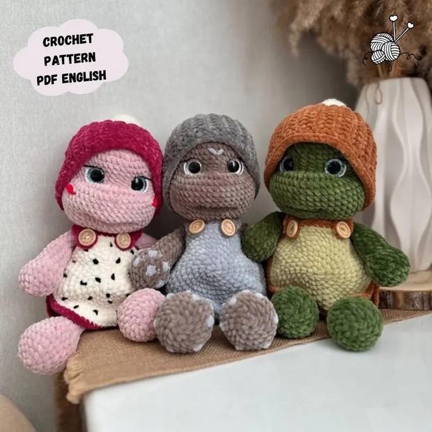3 adorable Turtles Crochet Pattern