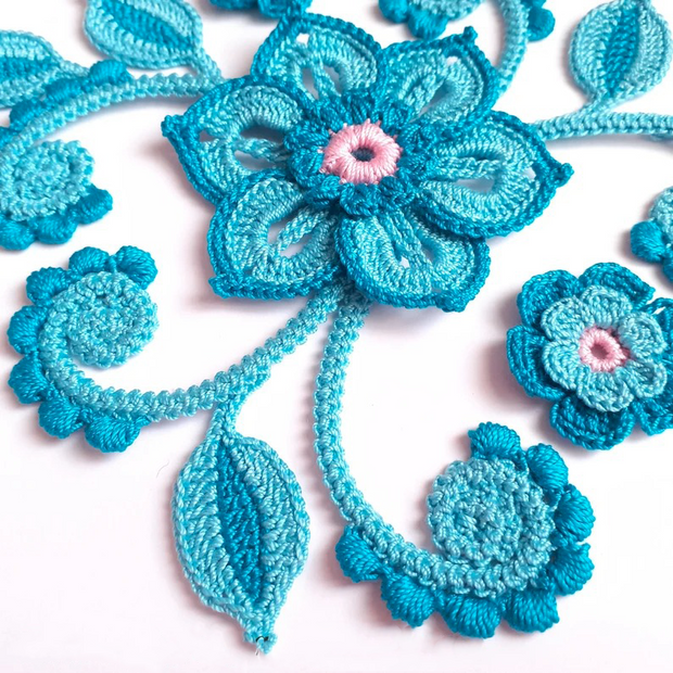 SET Irish Crochet Flower Leaf PATTERN