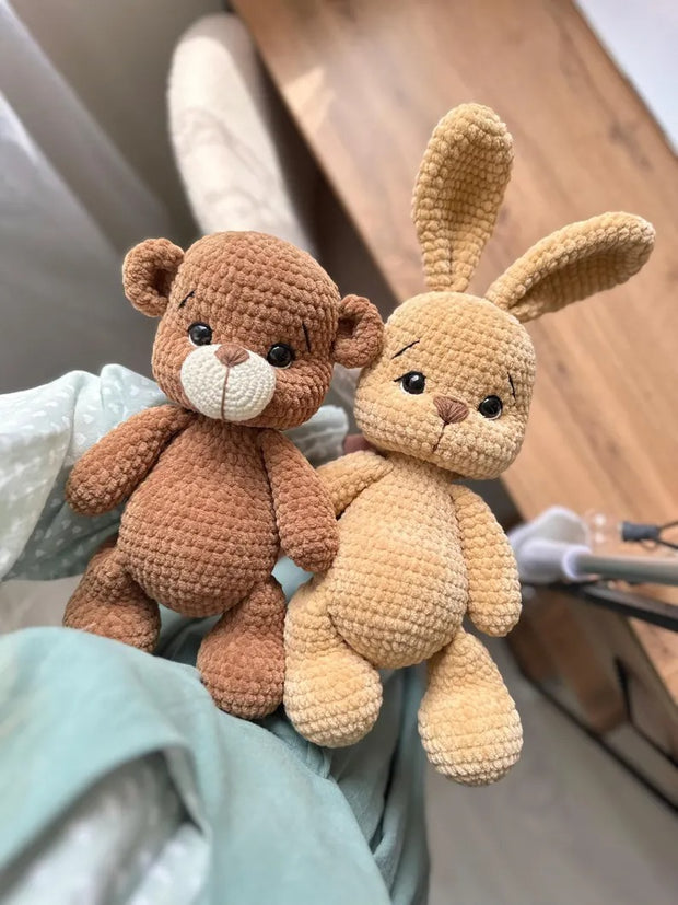 Crochet plush Bear and Bunny Pattern.