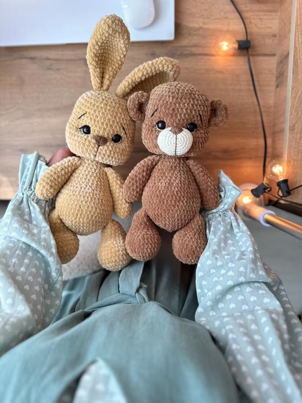 Crochet plush Bear and Bunny Pattern.