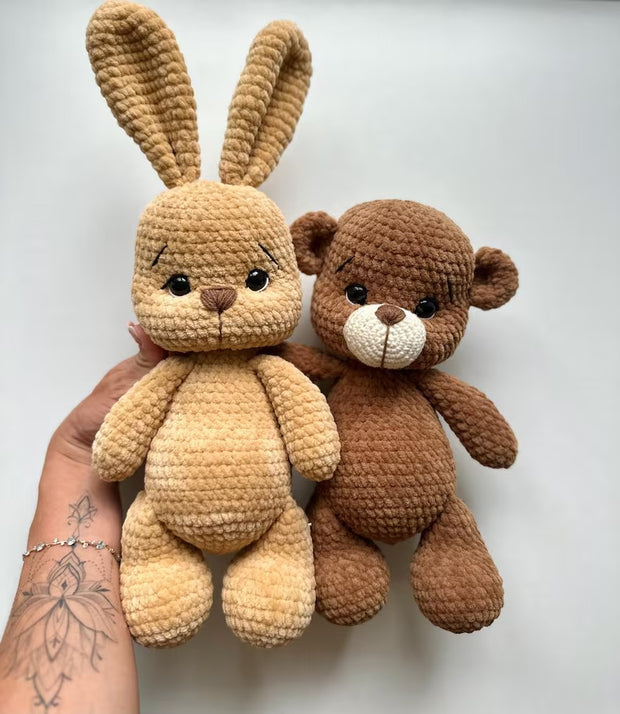 Crochet plush Bear and Bunny Pattern.