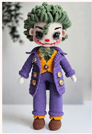 Amigurumi Joker doll pattern with purple jacket