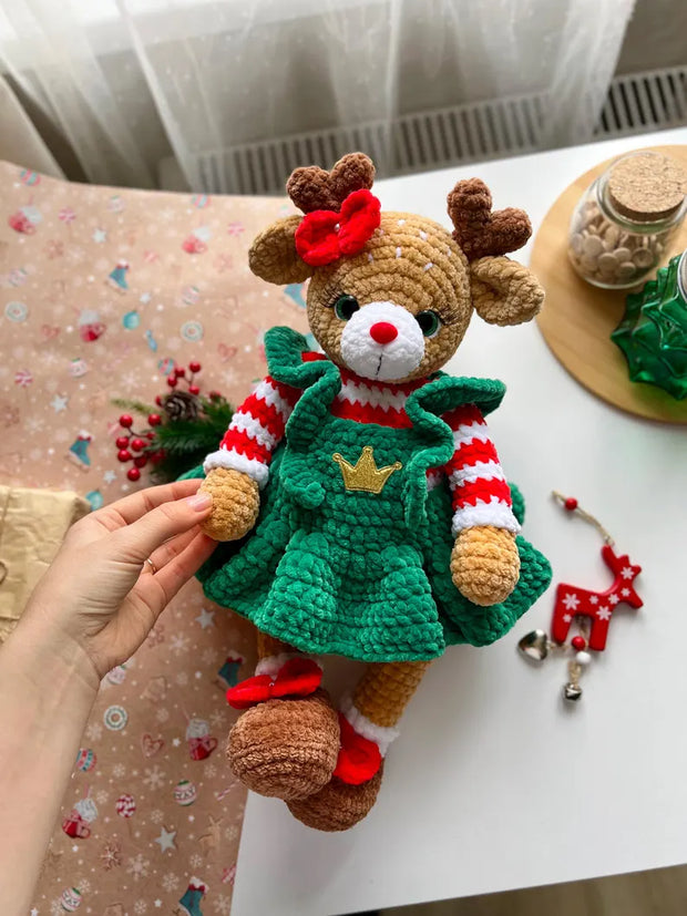 Deer in a dress Amigurumi, Christmas Crochet Pattern