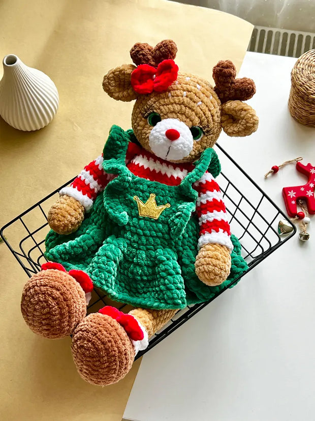 Deer in a dress Amigurumi, Christmas Crochet Pattern
