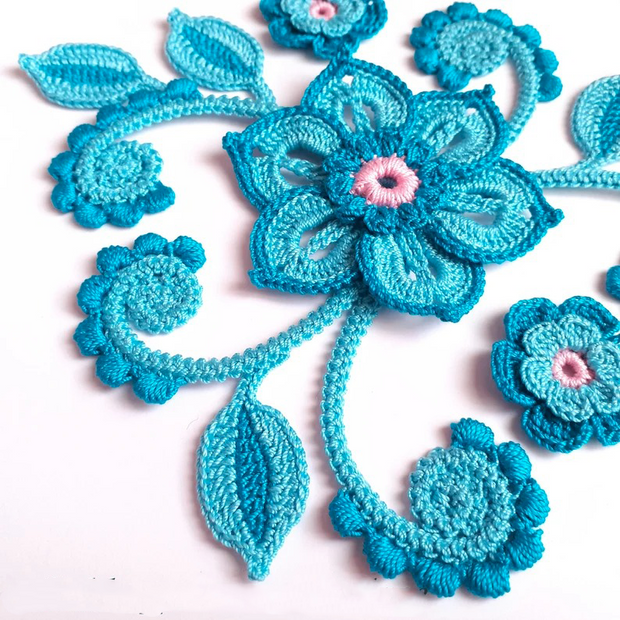 SET Irish Crochet Flower Leaf PATTERN