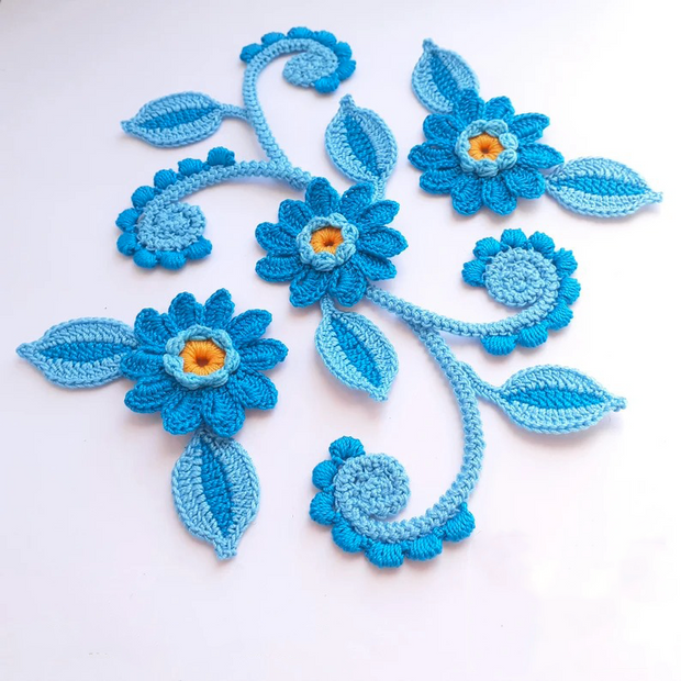 SET Irish Crochet Flower Leaf PATTERN